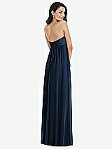 Rear View Thumbnail - Midnight Navy Twist Shirred Strapless Empire Waist Gown with Optional Straps