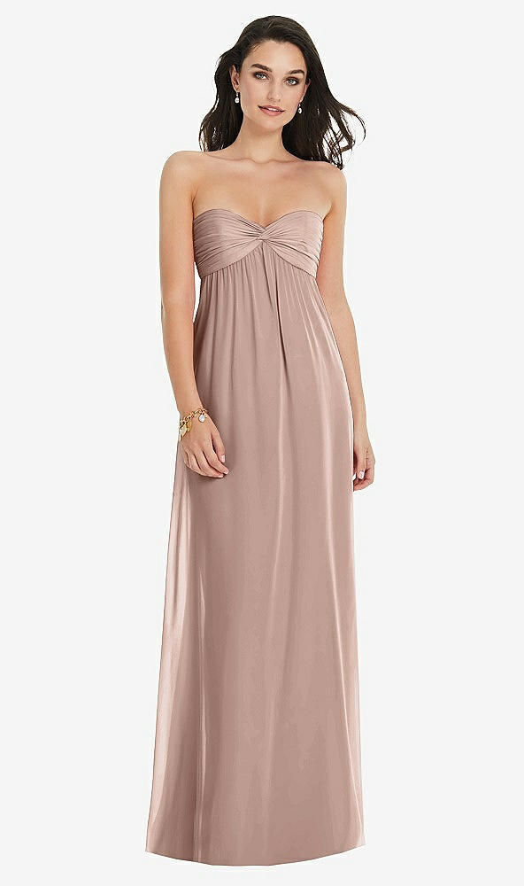 Front View - Neu Nude Twist Shirred Strapless Empire Waist Gown with Optional Straps