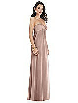 Side View Thumbnail - Neu Nude Twist Shirred Strapless Empire Waist Gown with Optional Straps