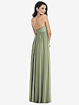 Rear View Thumbnail - Sage Twist Shirred Strapless Empire Waist Gown with Optional Straps