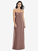 Front View Thumbnail - Sienna Twist Shirred Strapless Empire Waist Gown with Optional Straps