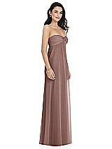 Side View Thumbnail - Sienna Twist Shirred Strapless Empire Waist Gown with Optional Straps