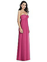 Side View Thumbnail - Tea Rose Twist Shirred Strapless Empire Waist Gown with Optional Straps