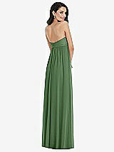 Rear View Thumbnail - Vineyard Green Twist Shirred Strapless Empire Waist Gown with Optional Straps