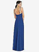 Rear View Thumbnail - Classic Blue Adjustable Strap Wrap Bodice Maxi Dress with Front Slit 