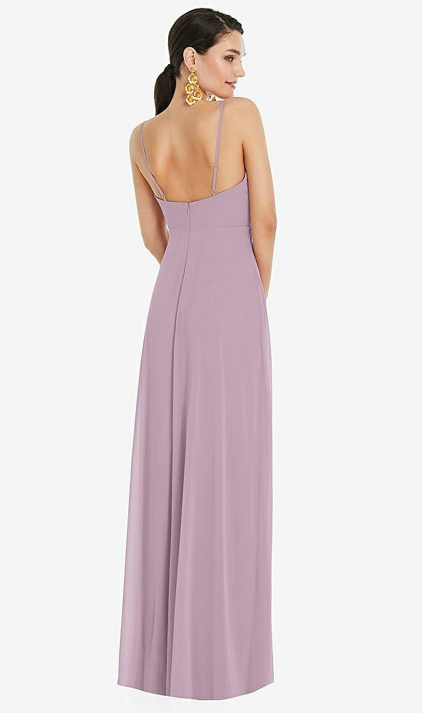 Back View - Suede Rose Adjustable Strap Wrap Bodice Maxi Dress with Front Slit 