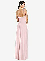 Rear View Thumbnail - Ballet Pink Adjustable Strap Wrap Bodice Maxi Dress with Front Slit 