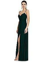Side View Thumbnail - Evergreen Adjustable Strap Wrap Bodice Maxi Dress with Front Slit 