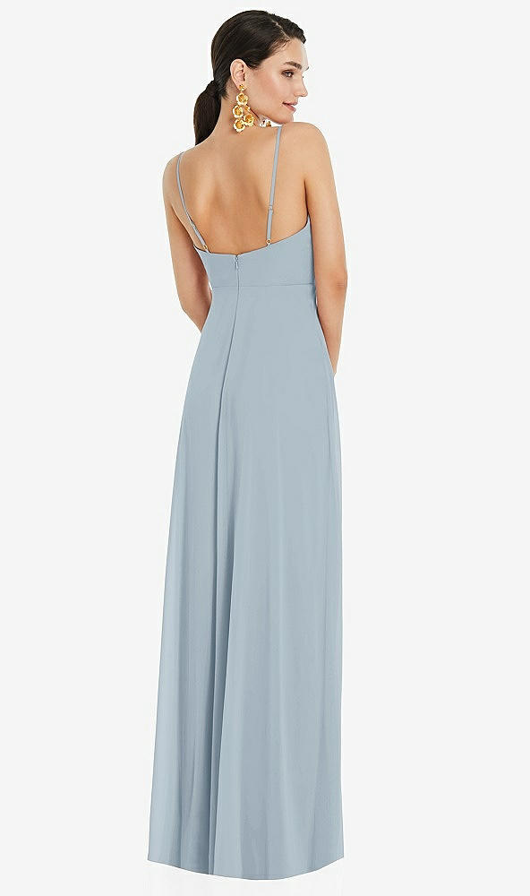Back View - Mist Adjustable Strap Wrap Bodice Maxi Dress with Front Slit 