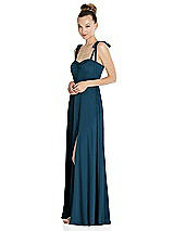Side View Thumbnail - Atlantic Blue Tie Shoulder A-Line Maxi Dress