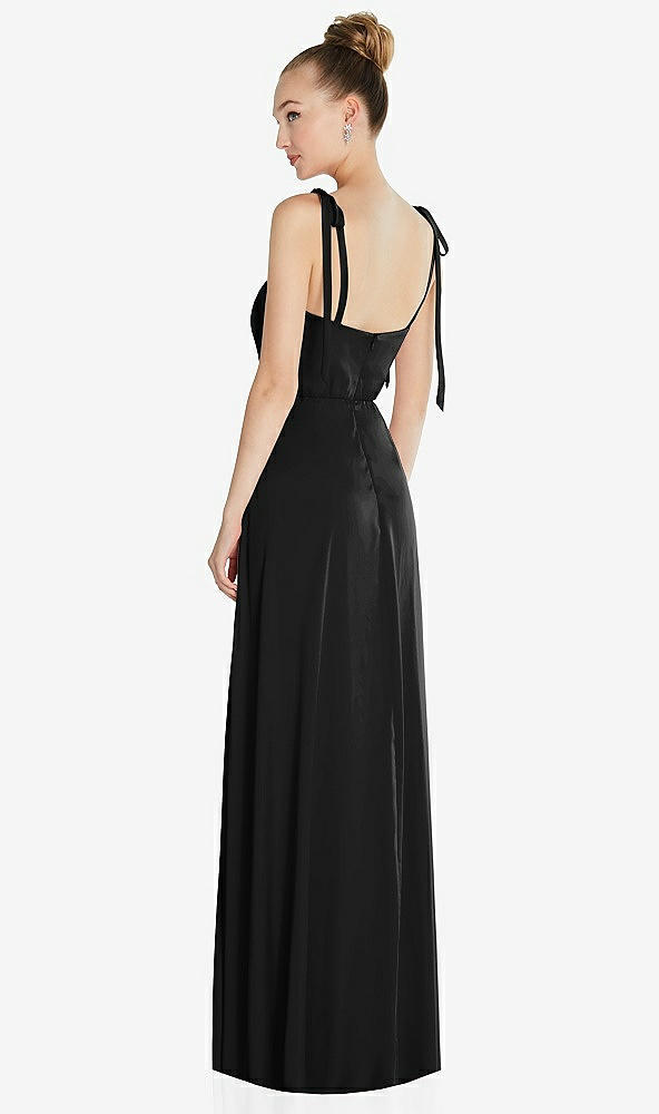 Back View - Black Tie Shoulder A-Line Maxi Dress