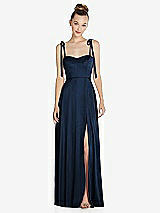 Front View Thumbnail - Midnight Navy Tie Shoulder A-Line Maxi Dress