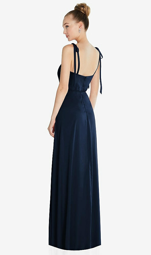 Back View - Midnight Navy Tie Shoulder A-Line Maxi Dress