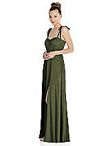 Side View Thumbnail - Olive Green Tie Shoulder A-Line Maxi Dress
