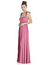 Side View Thumbnail - Orchid Pink Tie Shoulder A-Line Maxi Dress