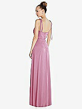 Rear View Thumbnail - Powder Pink Tie Shoulder A-Line Maxi Dress