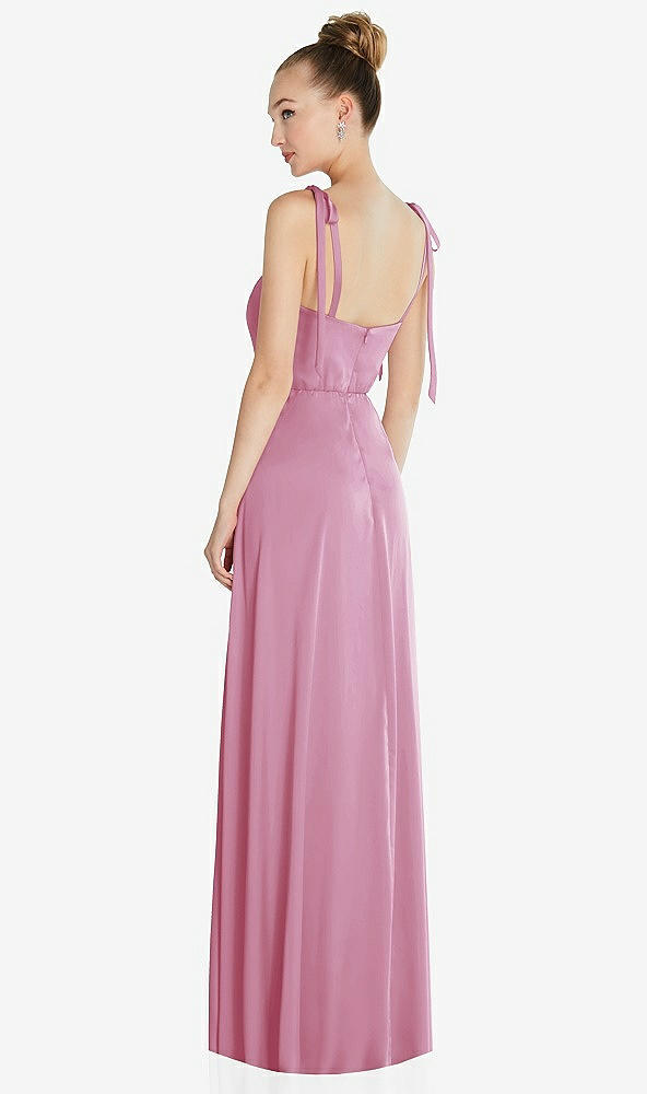 Back View - Powder Pink Tie Shoulder A-Line Maxi Dress