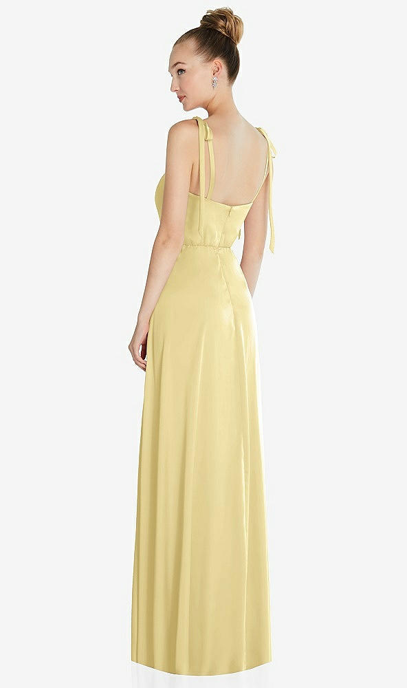 Back View - Pale Yellow Tie Shoulder A-Line Maxi Dress