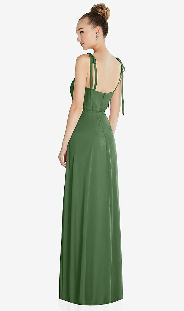 Back View - Vineyard Green Tie Shoulder A-Line Maxi Dress