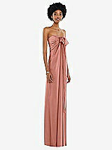 Alt View 5 Thumbnail - Desert Rose Draped Satin Grecian Column Gown with Convertible Straps