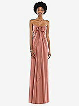 Front View Thumbnail - Desert Rose Draped Satin Grecian Column Gown with Convertible Straps