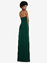 Alt View 6 Thumbnail - Hunter Green Draped Satin Grecian Column Gown with Convertible Straps