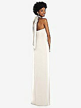 Alt View 1 Thumbnail - Ivory Draped Satin Grecian Column Gown with Convertible Straps