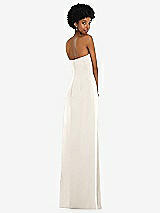 Alt View 6 Thumbnail - Ivory Draped Satin Grecian Column Gown with Convertible Straps