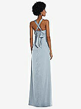 Alt View 2 Thumbnail - Mist Draped Satin Grecian Column Gown with Convertible Straps