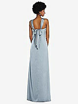 Alt View 3 Thumbnail - Mist Draped Satin Grecian Column Gown with Convertible Straps