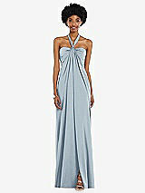 Alt View 4 Thumbnail - Mist Draped Satin Grecian Column Gown with Convertible Straps