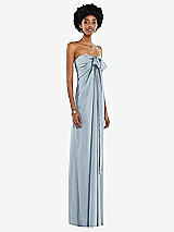 Alt View 5 Thumbnail - Mist Draped Satin Grecian Column Gown with Convertible Straps