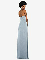 Alt View 6 Thumbnail - Mist Draped Satin Grecian Column Gown with Convertible Straps