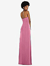 Alt View 6 Thumbnail - Orchid Pink Draped Satin Grecian Column Gown with Convertible Straps
