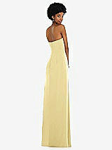 Alt View 6 Thumbnail - Pale Yellow Draped Satin Grecian Column Gown with Convertible Straps
