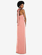 Alt View 1 Thumbnail - Rose - PANTONE Rose Quartz Draped Satin Grecian Column Gown with Convertible Straps