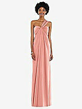Alt View 7 Thumbnail - Rose - PANTONE Rose Quartz Draped Satin Grecian Column Gown with Convertible Straps