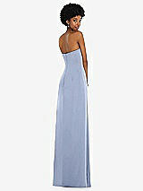 Alt View 6 Thumbnail - Sky Blue Draped Satin Grecian Column Gown with Convertible Straps