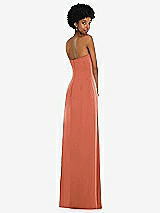 Alt View 6 Thumbnail - Terracotta Copper Draped Satin Grecian Column Gown with Convertible Straps