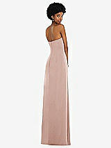 Alt View 6 Thumbnail - Toasted Sugar Draped Satin Grecian Column Gown with Convertible Straps