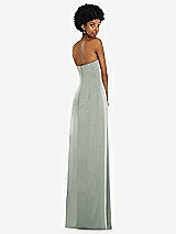Alt View 6 Thumbnail - Willow Green Draped Satin Grecian Column Gown with Convertible Straps
