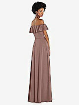 Rear View Thumbnail - Sienna Straight-Neck Ruffled Off-the-Shoulder Satin Maxi Dress