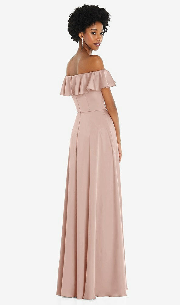 Back View - Toasted Sugar Straight-Neck Ruffled Off-the-Shoulder Satin Maxi Dress