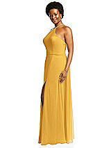 Alt View 2 Thumbnail - NYC Yellow Diamond Halter Maxi Dress with Adjustable Straps