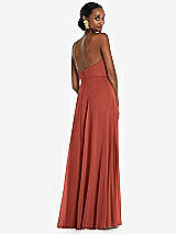 Rear View Thumbnail - Amber Sunset Diamond Halter Maxi Dress with Adjustable Straps
