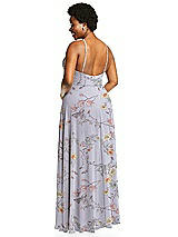 Alt View 3 Thumbnail - Butterfly Botanica Silver Dove Diamond Halter Maxi Dress with Adjustable Straps