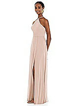 Side View Thumbnail - Cameo Diamond Halter Maxi Dress with Adjustable Straps
