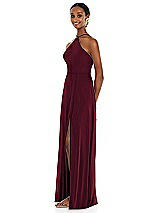 Side View Thumbnail - Cabernet Diamond Halter Maxi Dress with Adjustable Straps
