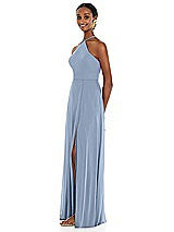 Side View Thumbnail - Cloudy Diamond Halter Maxi Dress with Adjustable Straps