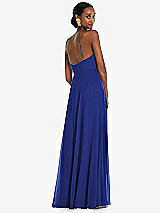 Rear View Thumbnail - Cobalt Blue Diamond Halter Maxi Dress with Adjustable Straps